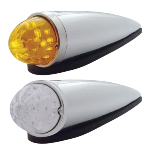 Chrome Plastic Cab Light with 17 LED Dual Function Amber Watermelon Light
