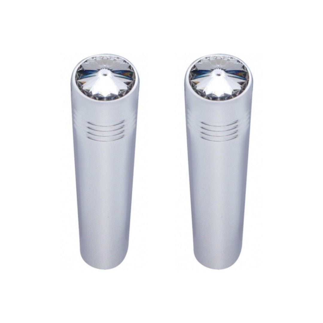 Pair of Chrome Plated Long Pointed Toggle Switch Extension with Crystal