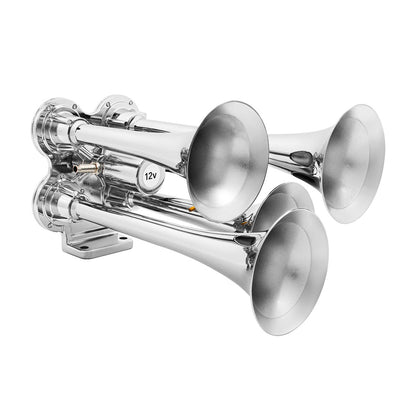 4 Trumpet Mini Chrome Train Horn