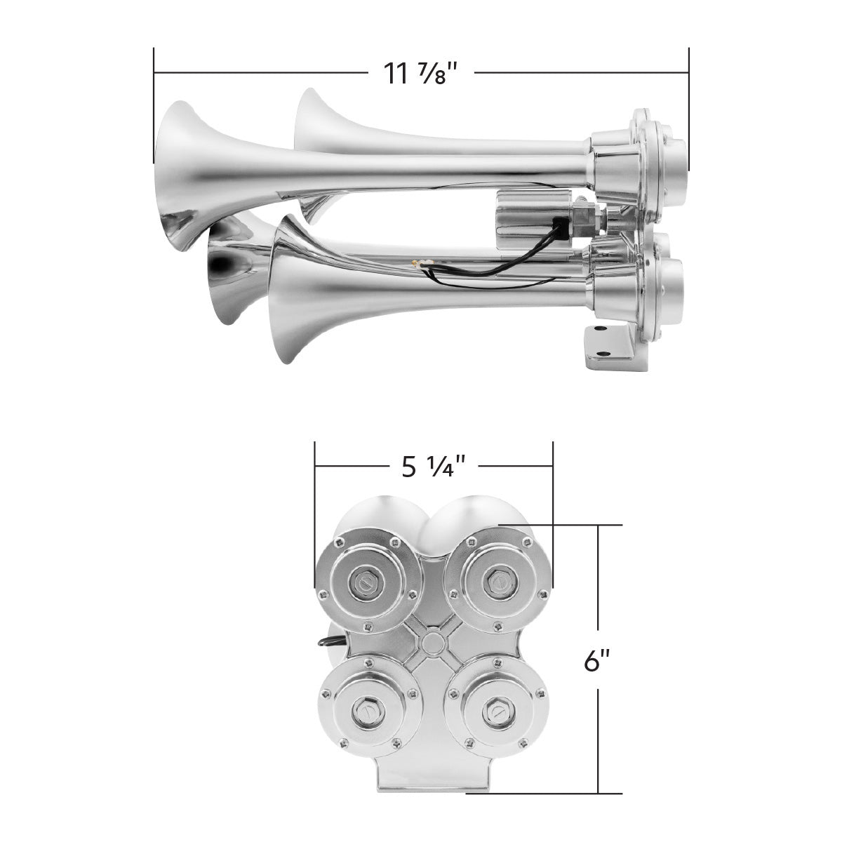 4 Trumpet Mini Chrome Train Horn