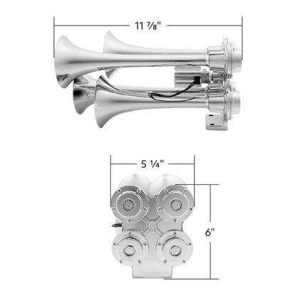 4 Trumpet Mini Chrome Train Horn