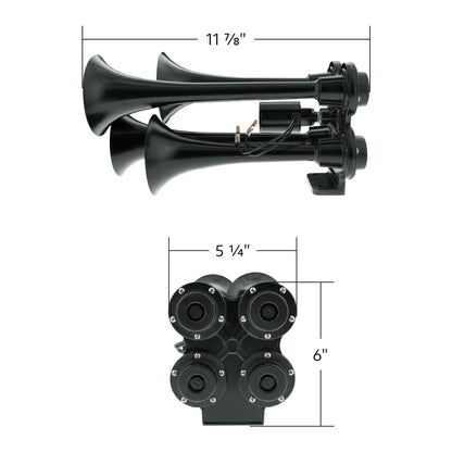4 Trumpet Mini Black Train Horn