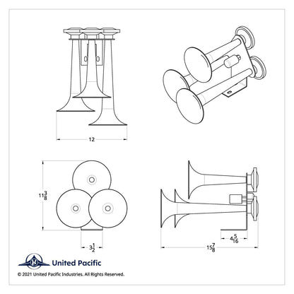 3 Trumpets "Competition Series" Chrome Train Horn