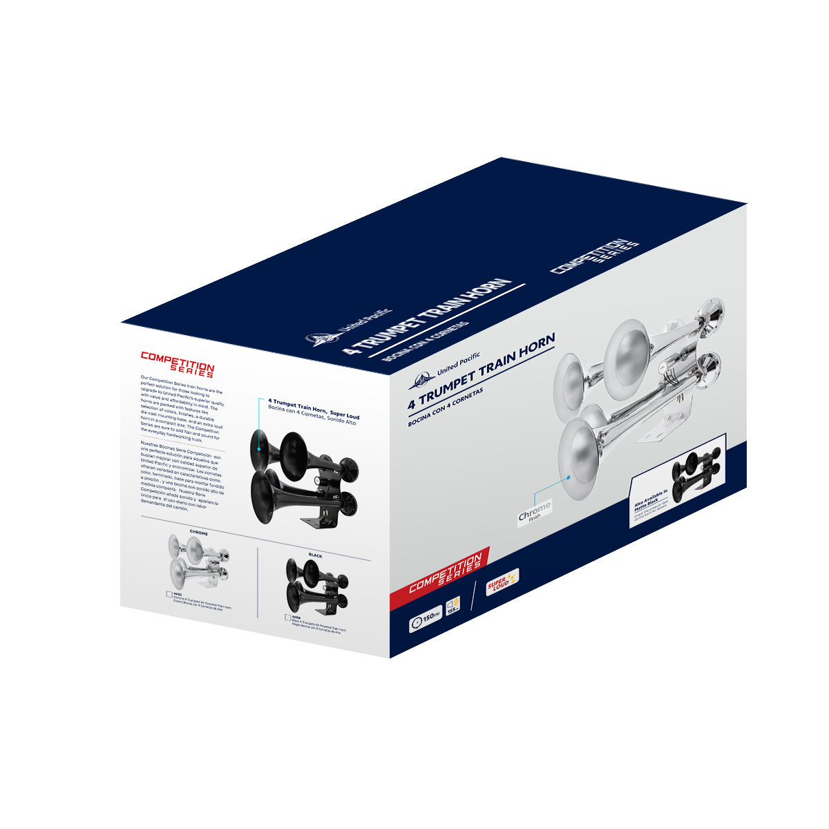 4 Trumpets Air Powered "Competition Series" Black Train Horn