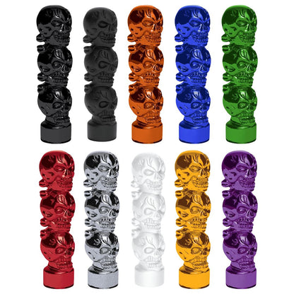 Colored 1/2"-13 Thread-On 3 Skull Gearshift Knob