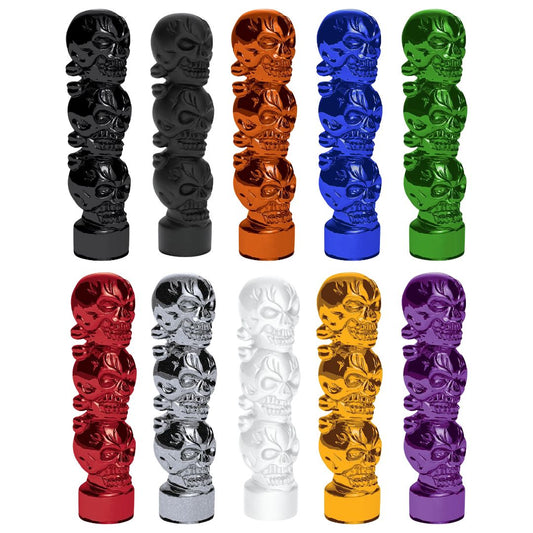 Colored 1/2"-13 Thread-On 3 Skull Gearshift Knob