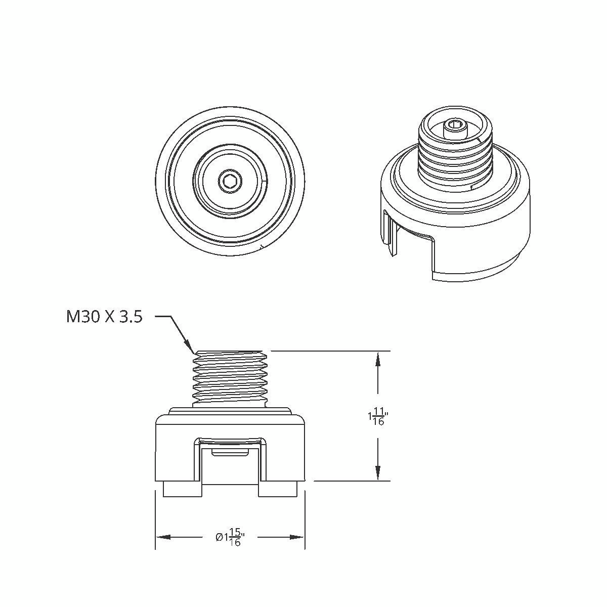 M30X3.5 Thread-On Gearshift Adapter for Eaton Fuller 13/15/18 Speed