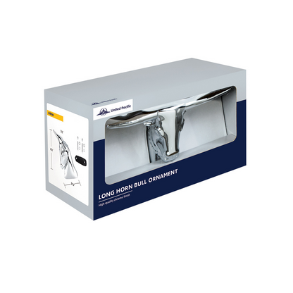 Die-Cast Long Horn Bull Hood Ornament