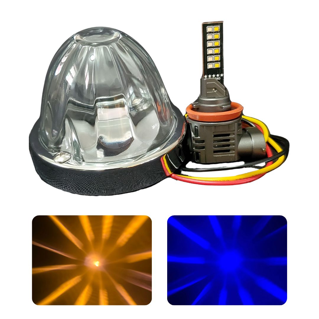 InfinityBEAM Dual Color Blue to Amber H11 Star Pattern Glass Watermelon Light