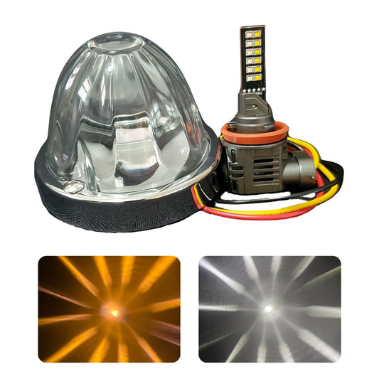 InfinityBEAM Dual Color White to Amber H11 Star Pattern Glass Watermelon Light