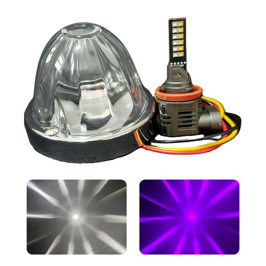 InfinityBEAM Dual Color Purple to White H11 Star Pattern Glass Watermelon Light