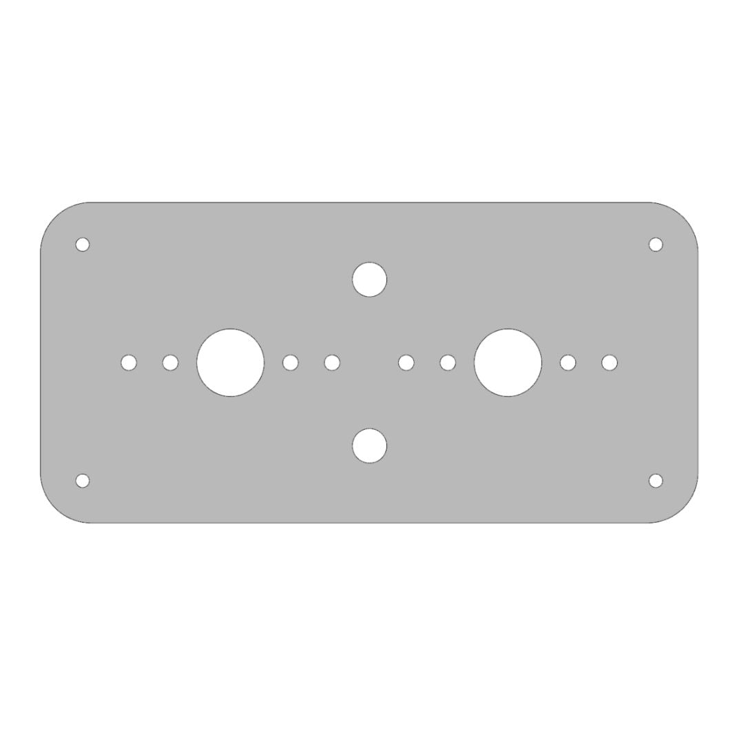 Stainless Steel Dome Light Plate with Radiused Corners and 2 Watermelon Light Holes for Peterbilt 359 Center Dome light