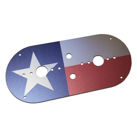 Texas Flag Matte Finish Stainless Steel Dome Light Plate with Full Radius Ends and 2 Watermelon Light Holes for Peterbilt and Kenworth