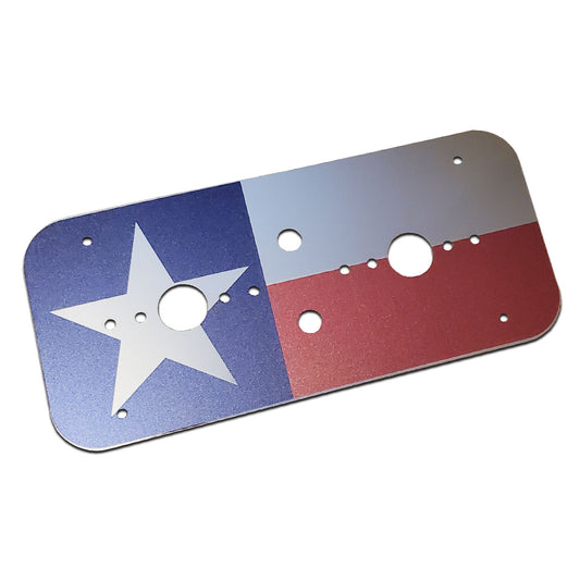 Texas Flag Matte Finish Stainless Steel Dome Light Plate with Radiused Corners and 2 Watermelon Light Holes for Peterbilt and Kenworth