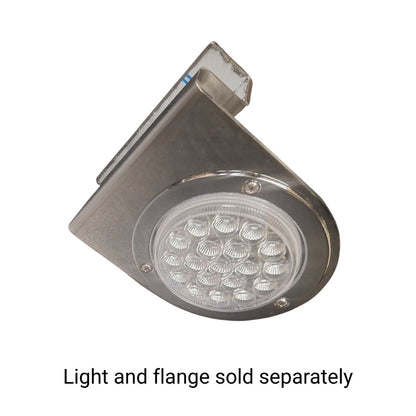 Heavy Duty Stainless Steel Downward Facing Frame Light Bracket With 4" Light Hole and Rivet Nut Mounting