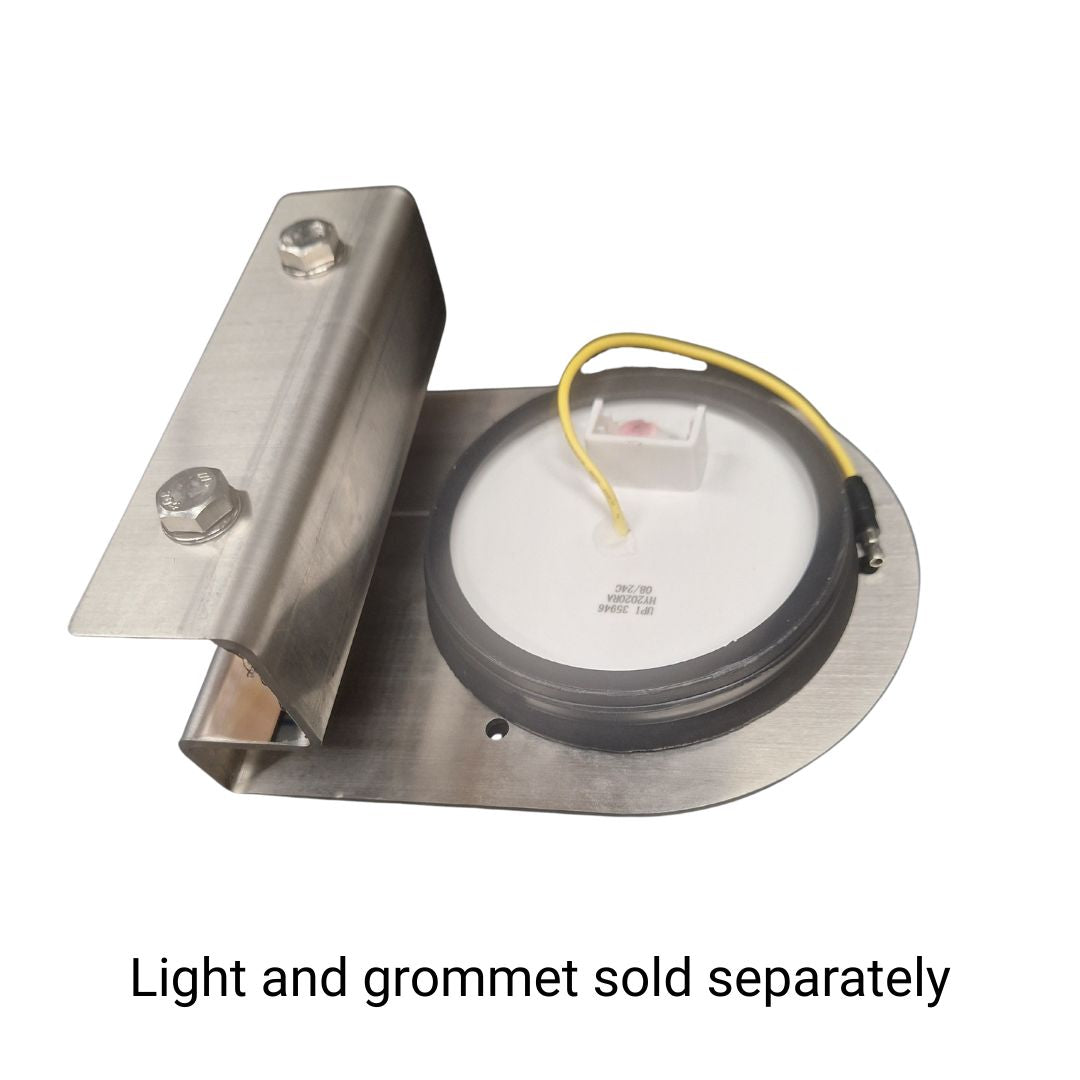 Heavy Duty Stainless Steel Downward Facing Frame Light Bracket With 4" Light Hole and Rivet Nut Mounting