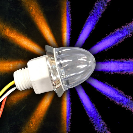 LOADED Series Mini Starburst Dual-Color Amber to Purple 1 1/8" LED with Clear Lens