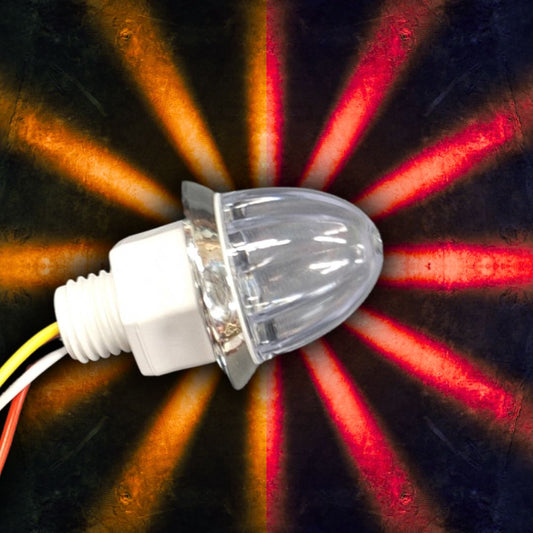 LOADED Series Mini Starburst Dual-Color Amber to Red 1 1/8" LED with Clear Lens