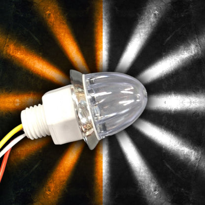LOADED Series Mini Starburst Dual-Color Amber to White 1 1/8" LED with Clear Lens