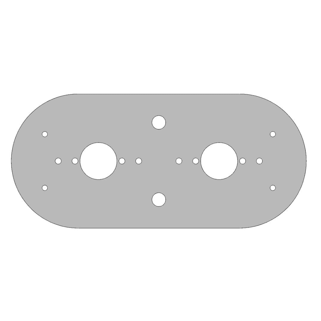 Stainless Steel Dome Light Plate with Full Radius Ends and 2 Watermelon Light Holes for Peterbilt 389