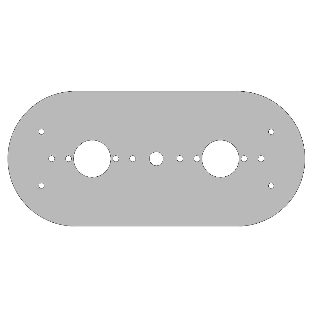 Stainless Steel Dome Light Plate with Full Radius Ends and 2 Watermelon Light Holes for Peterbilt 389