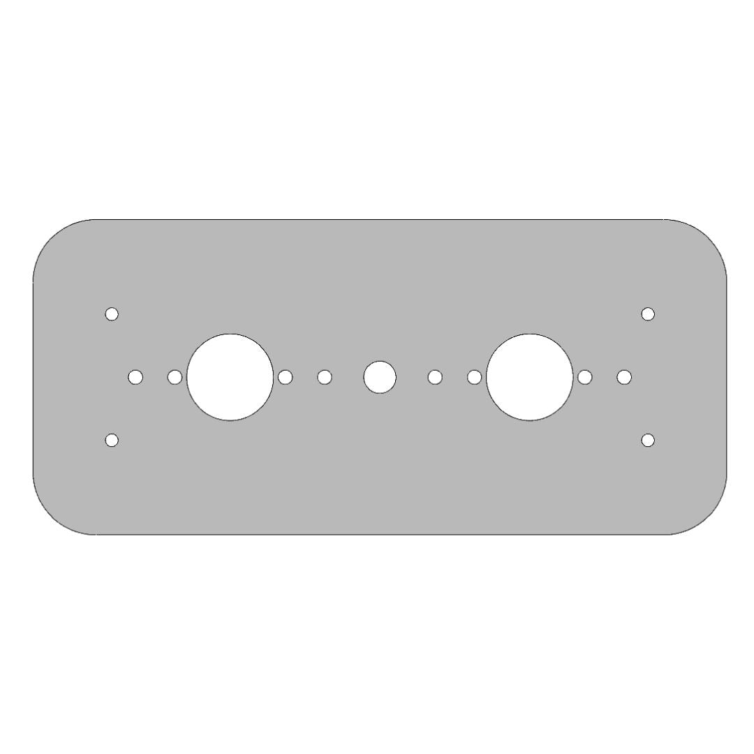 Stainless Steel Dome Light Plate with Radiused Corners and 2 Watermelon Light Holes for Peterbilt 389