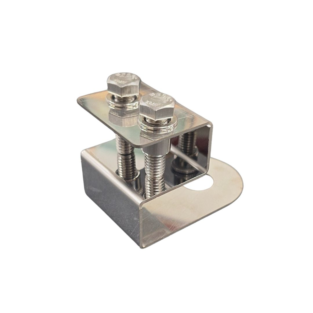 Stainless Steel Downward Facing Frame Light Bracket With one 3/4" Mounting Hole and Rivet Nut Mounting